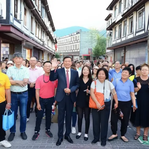 镇上的人都出来欢迎新市长。