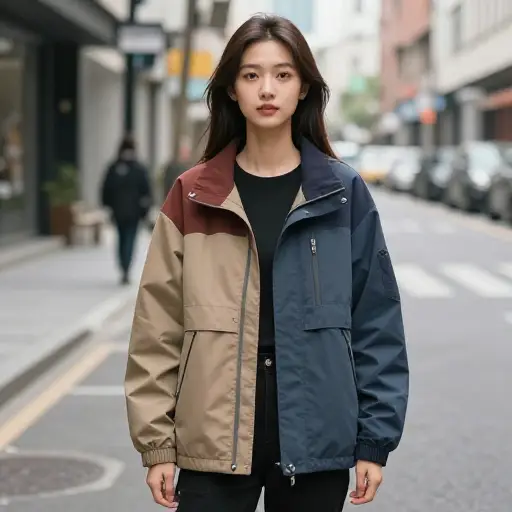 她有一件可以里外反穿的可反穿夹克。