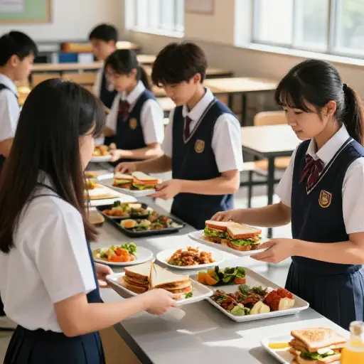 学校的午餐咖啡馆由学生们自己经营。