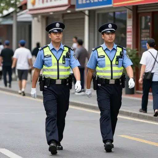 警察巡逻该区域以保护公众免受犯罪者侵害。