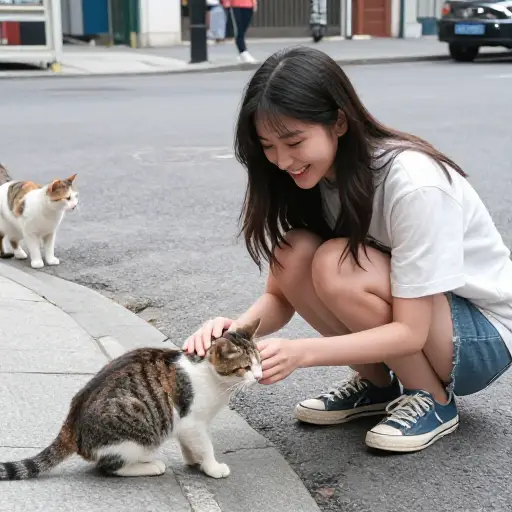 她对流浪猫有特别的喜爱。