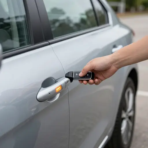 离开汽车时别忘了锁车。