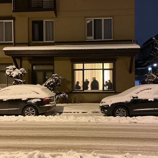 酒店客人们被大雪困了一夜。