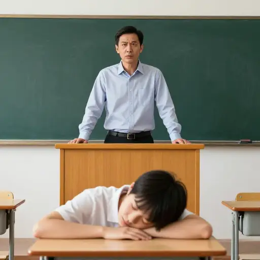 老师严厉的语气让打瞌睡的学生微微动了一下。