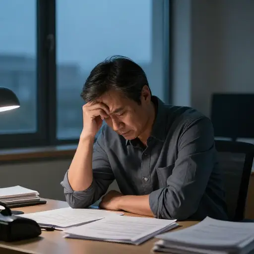 在多年从事不令人满足的工作后，他感到既失望又幻灭。