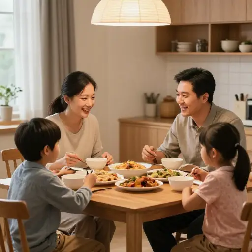 我们一家人经常一起吃饭。