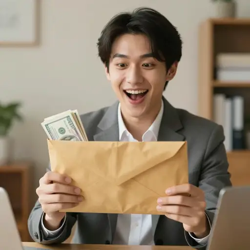 我们在年底收到了一笔丰厚的奖金。