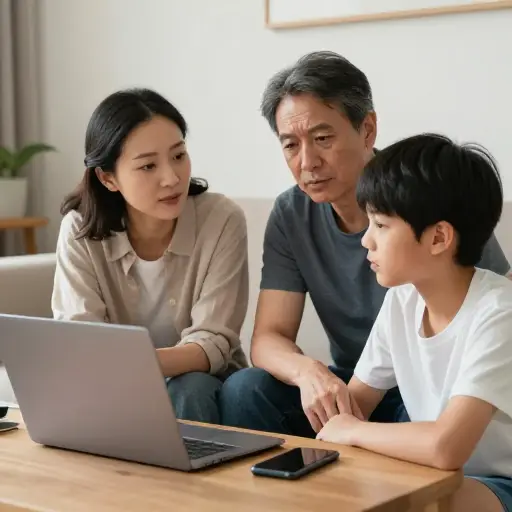父母经常警告年轻人注意网络安全。