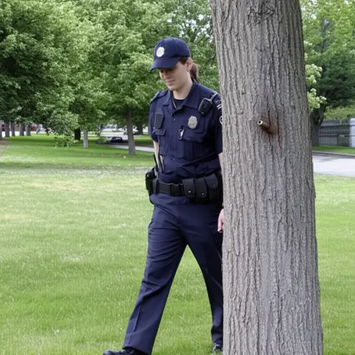 警察在调查现场发现了一颗子弹嵌在树干里。