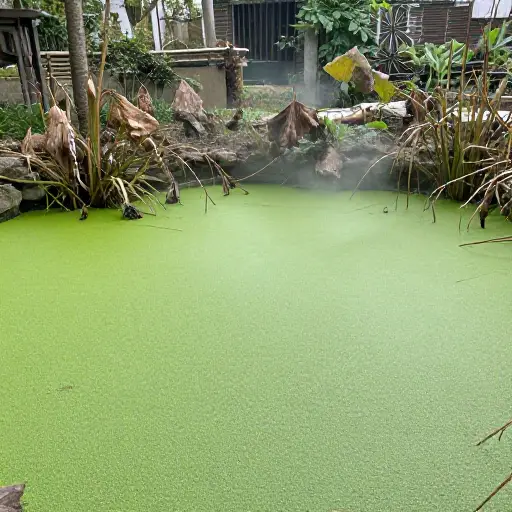 池塘里的死水散发出难闻的气味，弥漫了整个花园。
