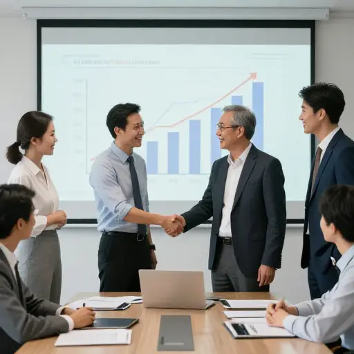 合并后，我们公司终于在市场上占据了上风。