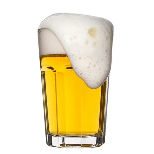 啤酒倒在杯子里时会产生很多泡沫。