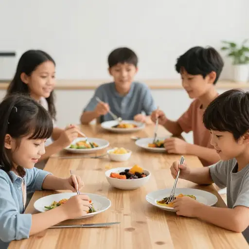 孩子们在餐桌上很有礼貌。