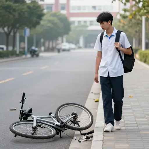不幸的是，我的自行车坏了，所以我得走路去学校。