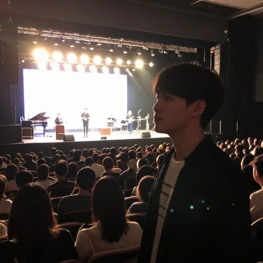 我凝视着舞台，完全被音乐吸引住了。