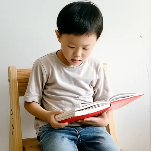孩子被这本有趣的故事书完全吸引住了。