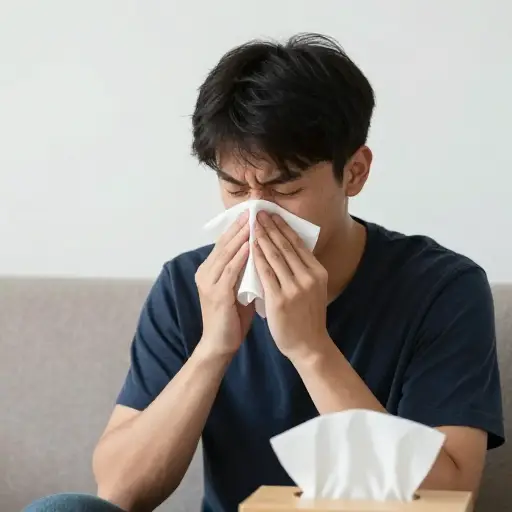 你一直在抽鼻子——听起来你感冒了。