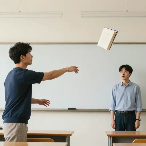 他朝我扔了一本书，但没打中。