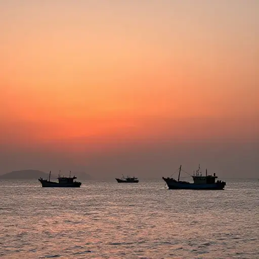 渔船在海上待了三天。