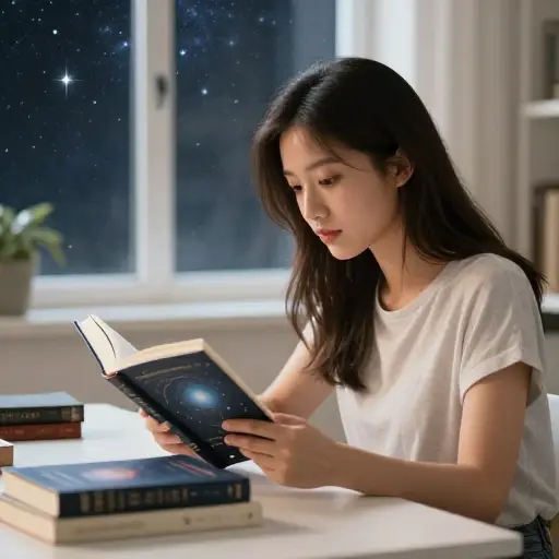 她在阅读有关天文学的书籍后对这个领域产生了兴趣。
