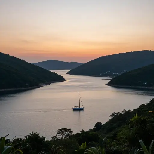 每晚我们都会在不同的海湾停泊过夜。