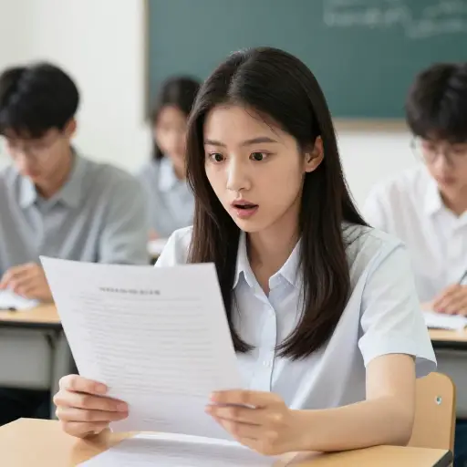 令她惊讶的是，考试比预期容易。