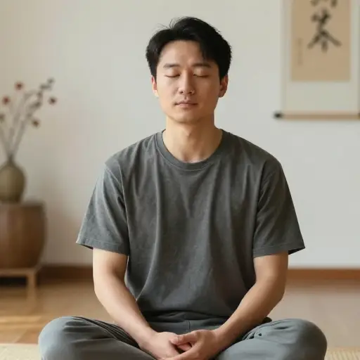 冥想之后，他达到了一种深沉的宁静状态。