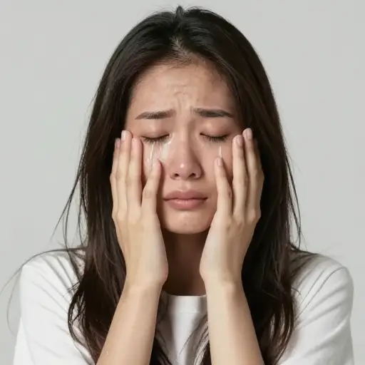听到这个消息后，她流下了如潮水般的泪水。