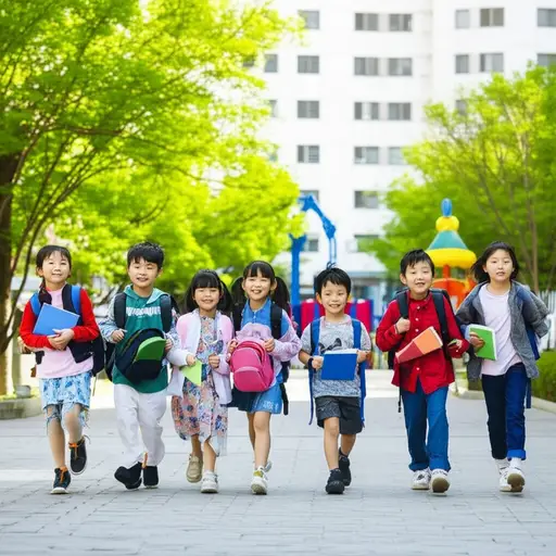 孩子们聚在一起准备去公园玩。
