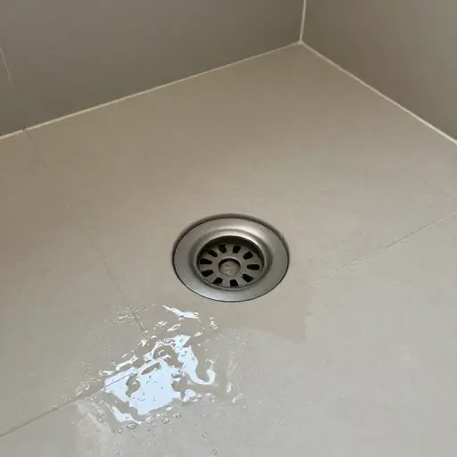 大雨过后，我们发现浴室地板的地漏周围有积水。