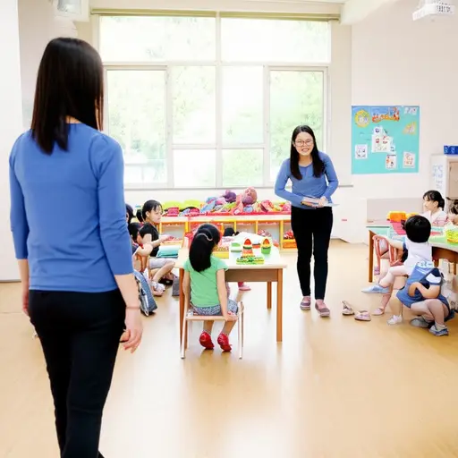 在幼儿园工作时，我们经常互换角色来照顾不同的孩子。