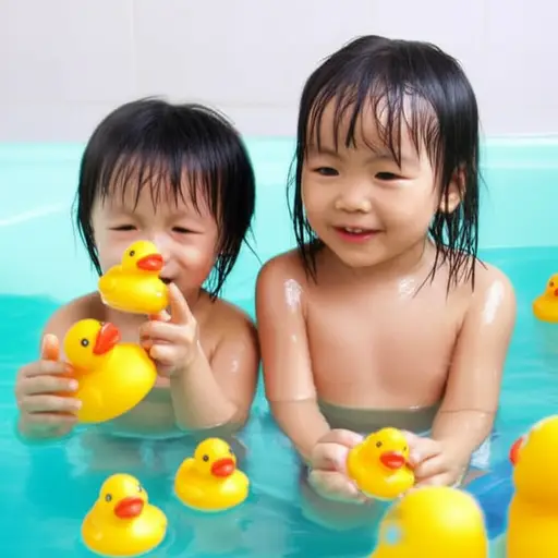 孩子们喜欢在浴缸里玩橡皮鸭。