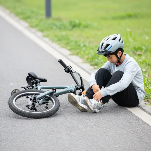 我从自行车上摔下来，伤了脚。