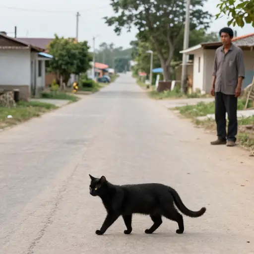 黑猫横穿马路被当地人视为不祥之兆。