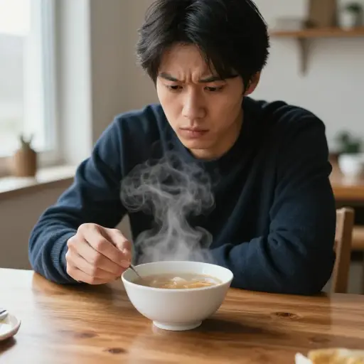 汤太烫了，没法马上喝。