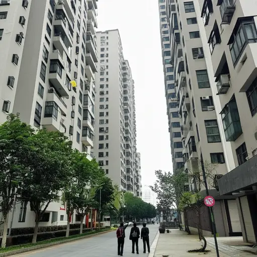 我们住在街对面。