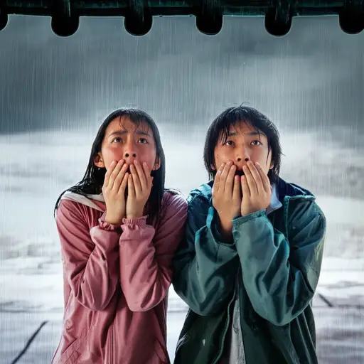 我们出门时突然下起了阵雨。
