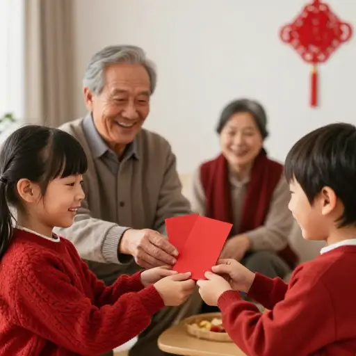 孩子们收到了新年压岁钱。