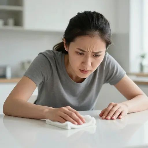 她在清洁方面表现出强迫行为。