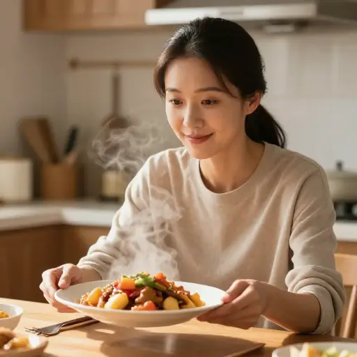 她做的晚饭很好吃。