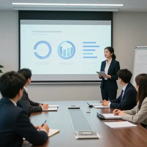 经理仅用三张幻灯片就概括了本季度的业绩。