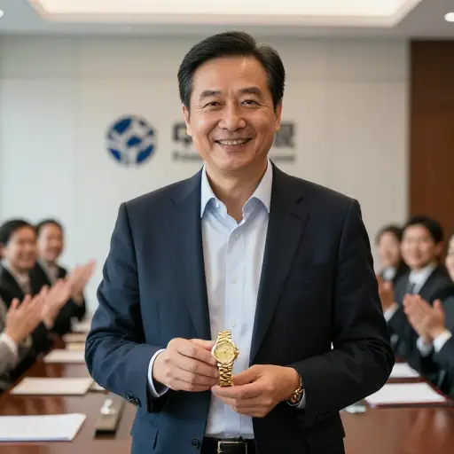 公司为表彰他多年的服务，奖励他一块金表。