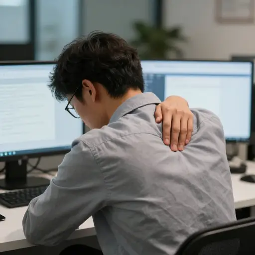 伏案工作一整天后，我的上背部感觉很紧。