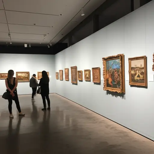 这些画家的作品在美术馆展出。