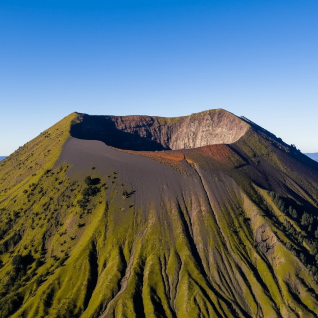 这座火山有一个巨大的火山口。