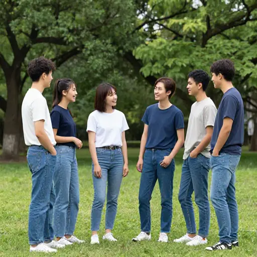 他们通常穿牛仔裤和T恤之类的休闲服装，因为他们认为这样的衣服最适合他们。