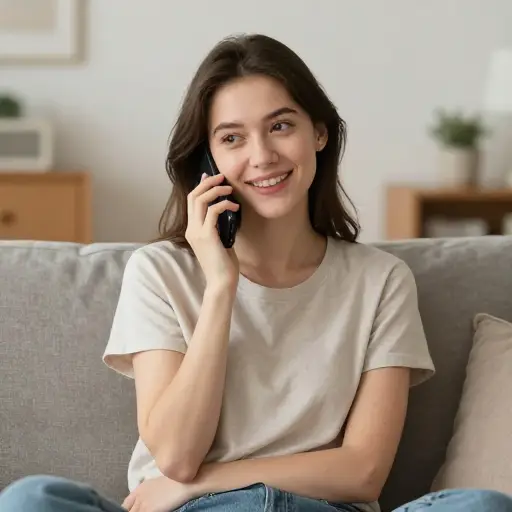 她正在和她的男朋友打电话。