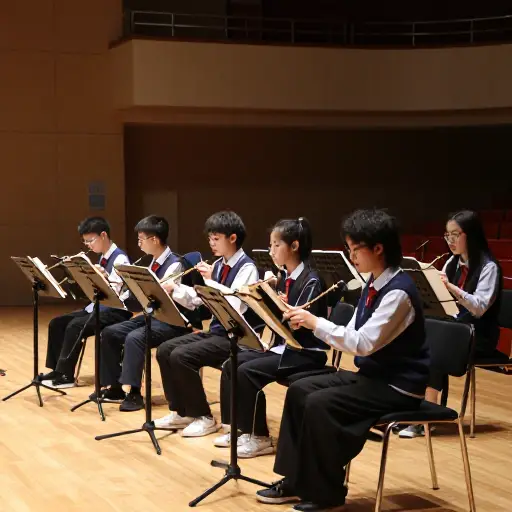 这些学生非常有音乐才能，在校乐队表演。