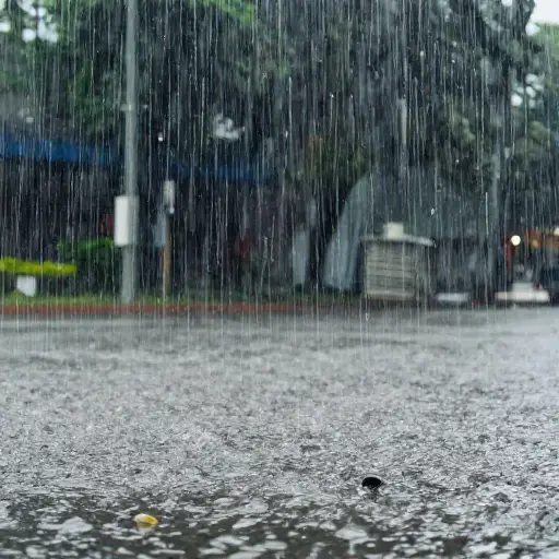 雨下得非常大。