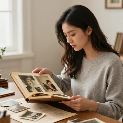 她正在研究她的家族祖先。